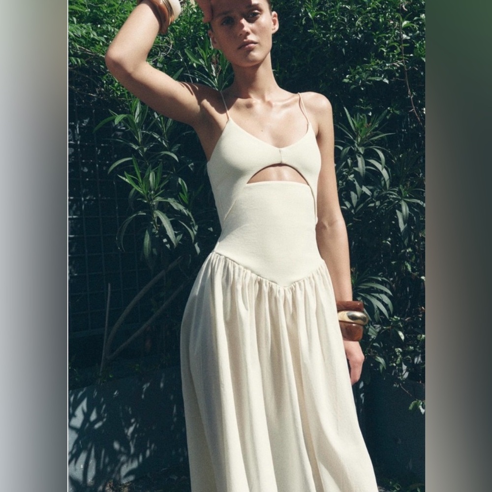 Blogger’s favorite ZARA cut out combination midi dress